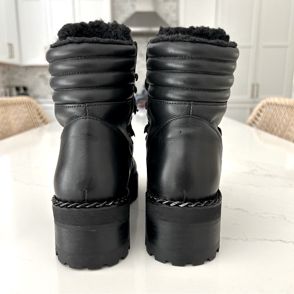 The Kooples Combat Ankle Boot Shoe Leather Lug Sole Black Moto Women's FR37 US 6 - Picture 5 of 10